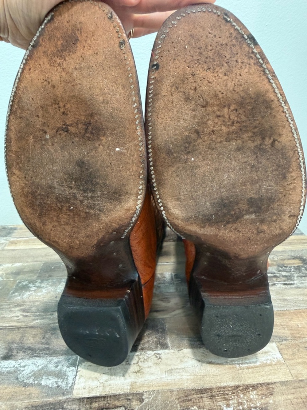 VNTG JUSTIN 9117 Mens Cowboy Boots 11.5D Brown Textured Leather USA Western Cap - Picture 14 of 15
